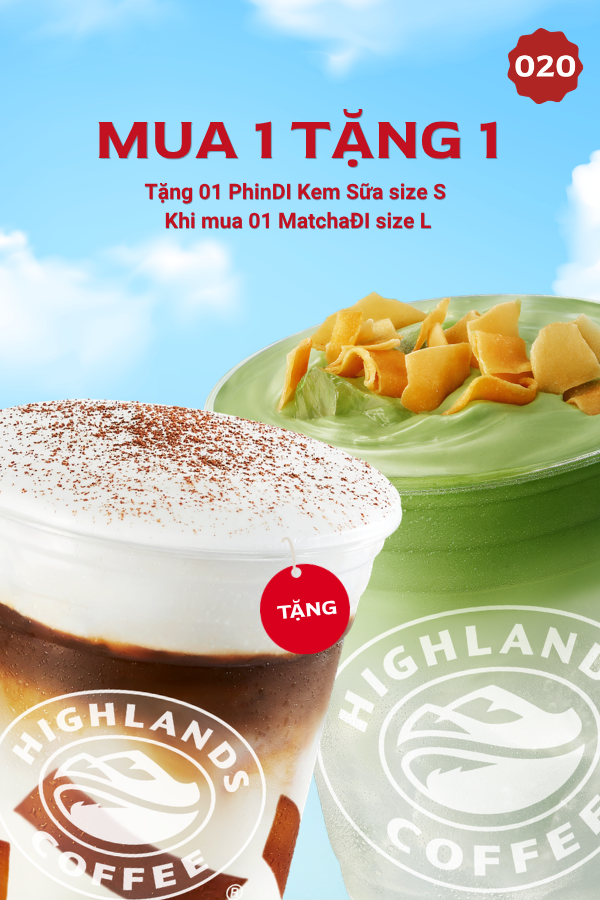 Mua 1 Tặng 1 Trà Sữa Matcha Highlands