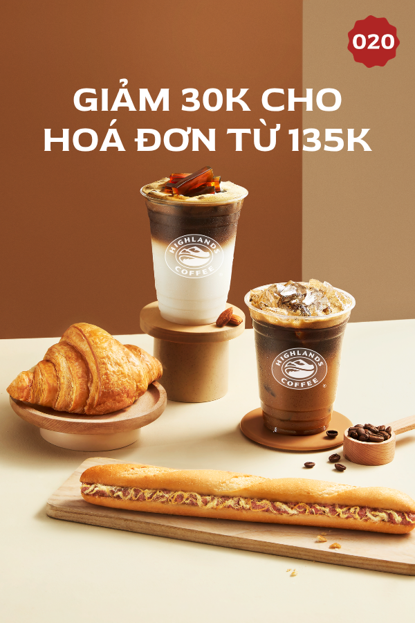 Giảm 30K hoá đơn từ 129K Highlands