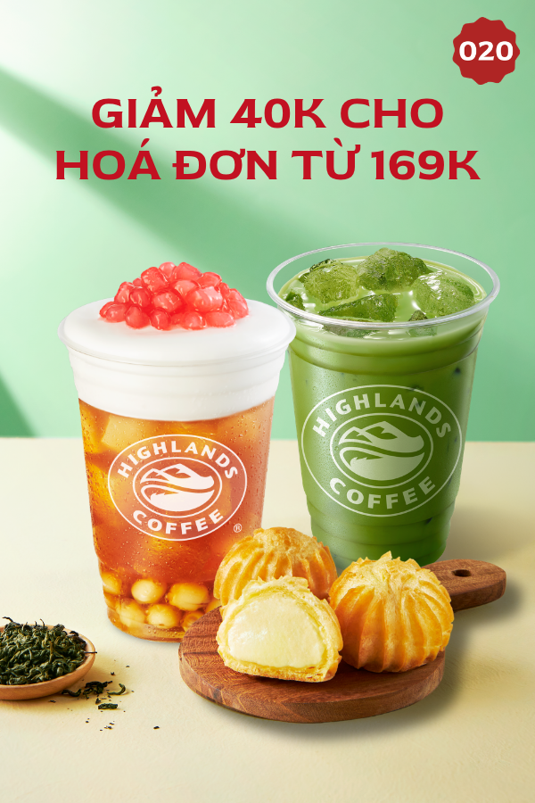 Giảm 40K hoá đơn từ 169K Highlands